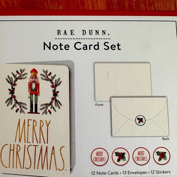 Rae Dunn MERRY CHRISTMAS Nutcracker Design Note Card Set Stickers NEW!! - Picture 3 of 3